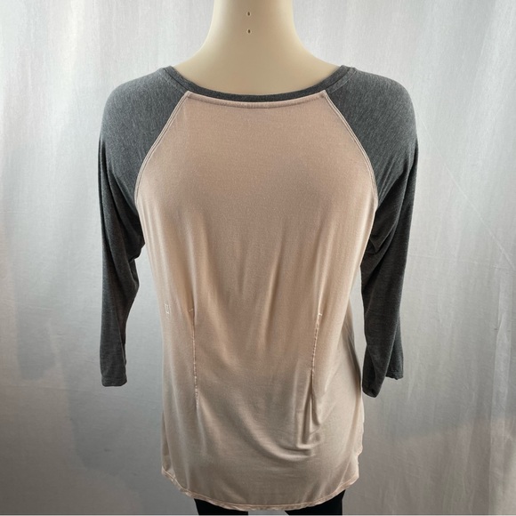 Kit and Ace Grey and Peach/Pink Baseball Style T-Shirt - Picture 2 of 7